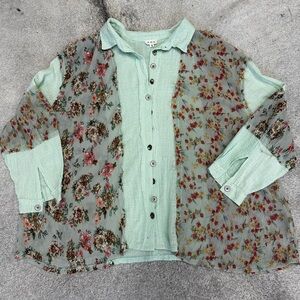 Floral Sheer Button-Up Blouse